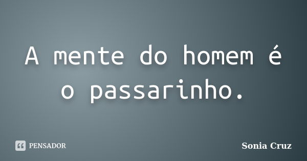 A mente do homem é o passarinho.... Frase de Sonia Cruz.