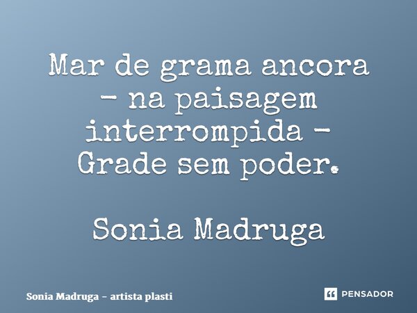 ⁠Mar de grama ancora - na paisagem interrompida - Grade sem poder.... Frase de Sonia Madruga - artista plástica.