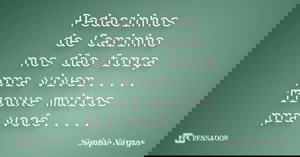 Pedacinhos de Carinho nos dão força pra viver..... Trouxe muitos pra você........ Frase de __Sophia Vargas.