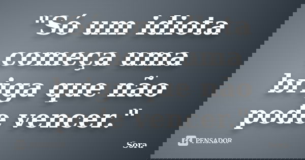"Só um idiota começa uma briga que não pode vencer."... Frase de Sora.