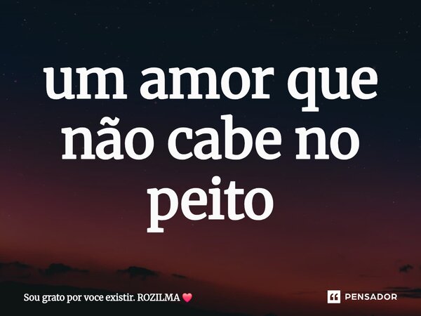 ⁠um amor que não cabe no peito... Frase de Sou grato por voce existir. ROZILMA.