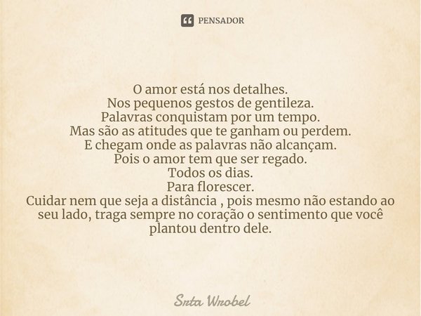 ⁠o Amor Está Nos Detalhes Nos Srta Wrobel Pensador 