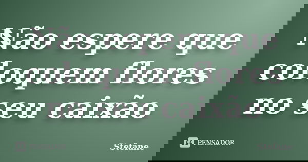 Não espere que coloquem flores no seu caixão... Frase de Stéfane.