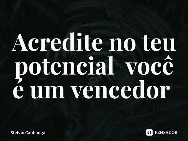 Acredite no teu potencial você é um vencedor ⁠... Frase de Stelvio Canhanga.