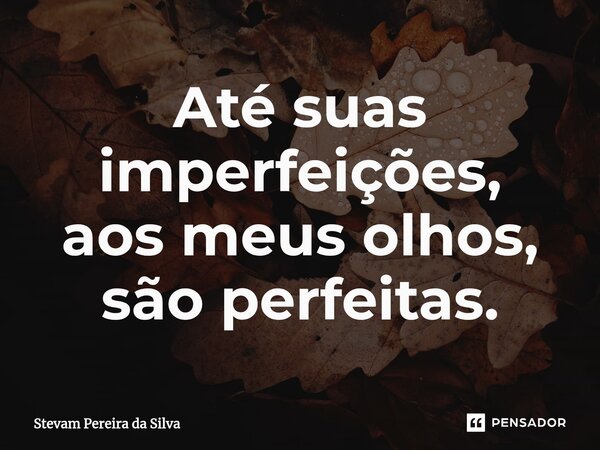 ⁠Até suas imperfeições, aos meus olhos, são perfeitas.... Frase de Stevam Pereira Da Silva.