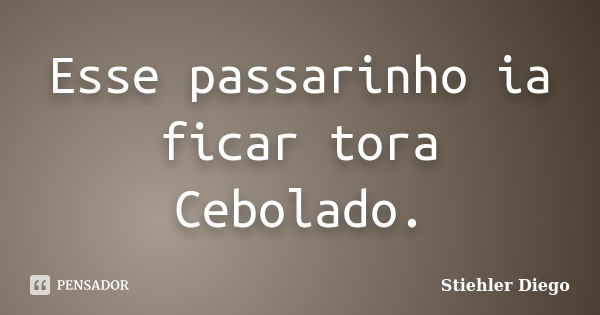 Esse passarinho ia ficar tora Cebolado.... Frase de Stiehler Diego.