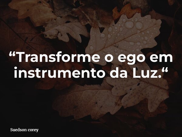 “Transforme o ego em instrumento da Luz.“... Frase de Suedson corey.