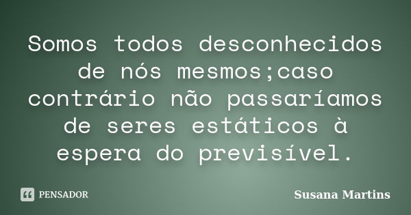 Somos Todos Desconhecidos De Nós Susana Martins Pensador 1488