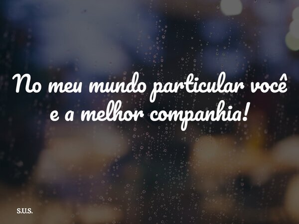 No meu mundo particular você e a melhor companhia!... Frase de S.U.S..