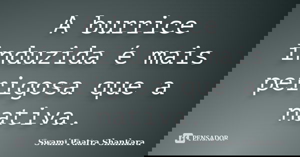 A burrice induzida é mais perigosa que a nativa.... Frase de Swami Paatra Shankara.
