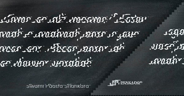 Como se diz mesmo? Estou cagando e andando para o que você pensa ser. Posso parar de andar se houver verdade.... Frase de Swami Paatra Shankara.