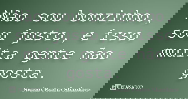 Não sou bonzinho, sou justo, e isso muita gente não gosta.... Frase de Swami Paatra Shankara.