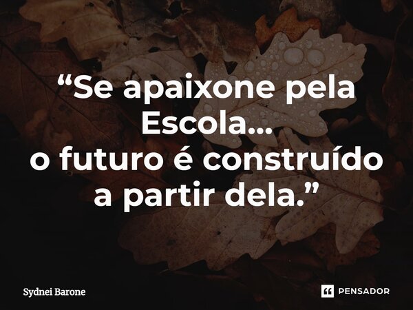 ⁠“Se apaixone pela Escola… o futuro é construído a partir dela.”... Frase de sydnei barone.