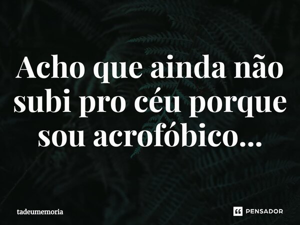 ⁠Acho que ainda não subi pro céu porque sou acrofóbico...... Frase de tadeumemoria.