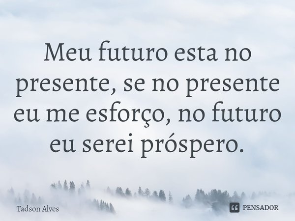 ⁠Meu futuro esta no presente, se no presente eu me esforço, no futuro eu serei próspero.... Frase de Tadson Alves.