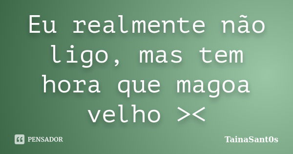 Eu realmente não ligo, mas tem hora que magoa velho ><... Frase de TainaSant0s.