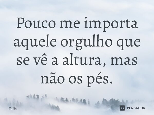 ⁠Pouco me importa aquele orgulho que se vê a altura, mas não os pés.... Frase de Talis.
