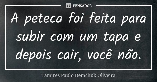 A peteca foi feita para subir com um tapa e depois cair, você não.... Frase de Tamires Paulo Demchuk Oliveira.
