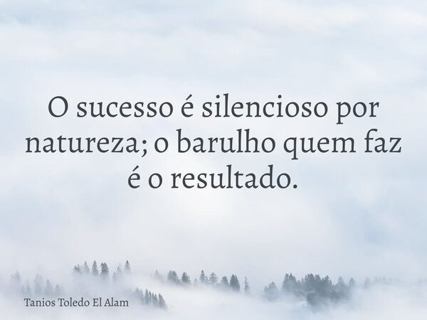 O sucesso é silencioso por natureza; o barulho quem faz é o resultado.... Frase de Tanios Toledo El Alam.