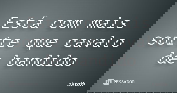 Está com mais sorte que cavalo de bandido... Frase de tardin.