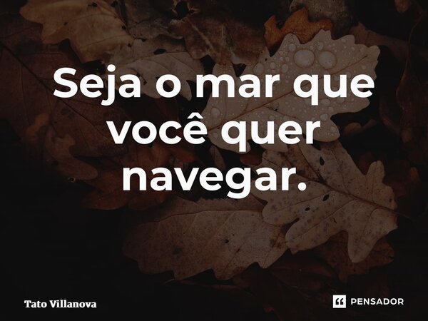 Seja o mar que você quer navegar. ⁠... Frase de Tato Villanova.