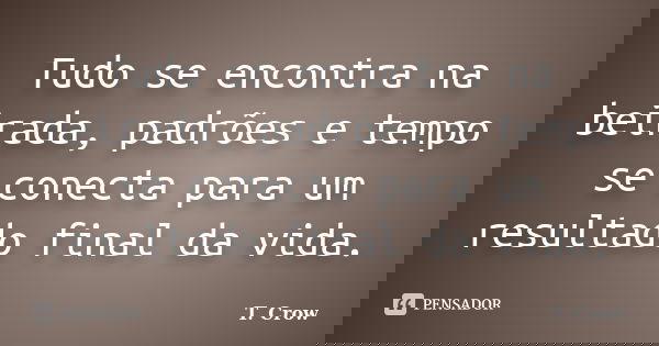 Tudo se encontra na beirada, padrões e tempo se conecta para um resultado final da vida.... Frase de T. Crow.