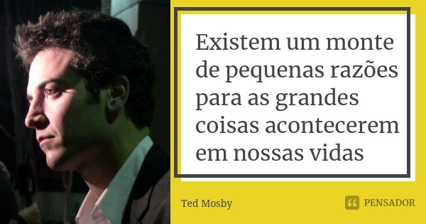 Existem um monte de pequenas razões para as grandes coisas acontecerem em nossas vidas... Frase de Ted Mosby.