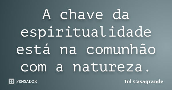 A chave da espiritualidade está na comunhão com a natureza.... Frase de Tel Casagrande.