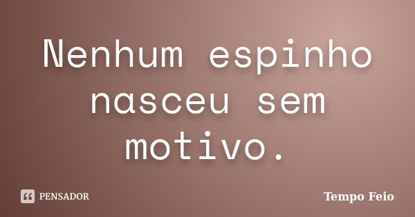 Nenhum espinho nasceu sem motivo.... Frase de Tempo Feio.