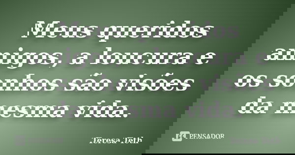 Meus queridos amigos, a loucura e os sonhos são visões da mesma vida.... Frase de Teresa Teth.