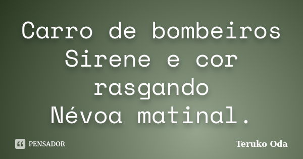 Carro de bombeiros
Sirene e cor rasgando
Névoa matinal.... Frase de Teruko Oda.