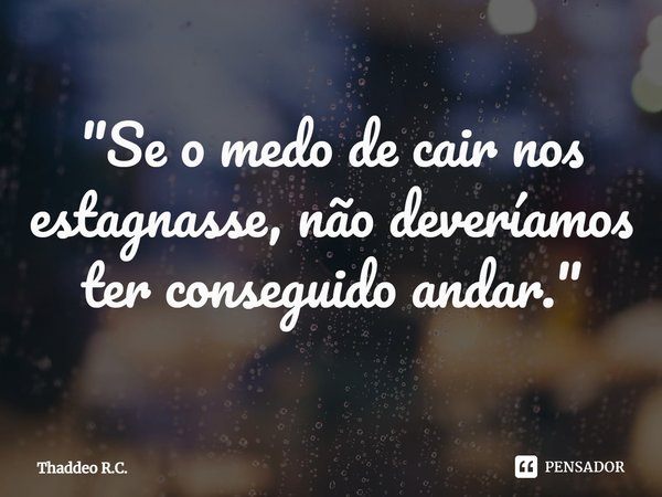 ⁠"Se o medo de cair nos estagnasse, não deveríamos ter conseguido andar."... Frase de Thaddeo R.C..