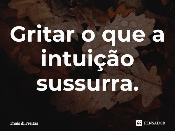 ⁠Gritar o que a intuição sussurra.... Frase de Thaís di Freitas.