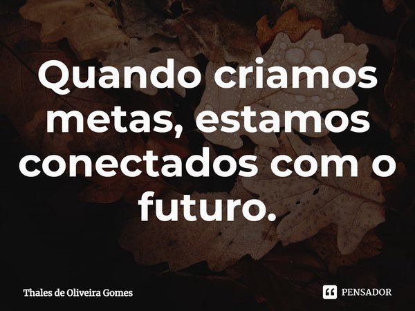 ⁠Quando criamos metas, estamos conectados com o futuro.... Frase de Thales de Oliveira Gomes.