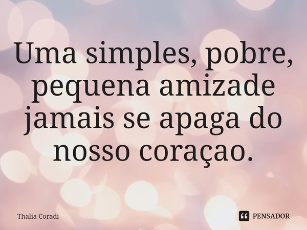 ⁠Uma simples, pobre, pequena amizade jamais se apaga do nosso coraçao.... Frase de Thalia Coradi.