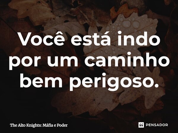 ⁠Você está indo por um caminho bem perigoso.... Frase de The Alto Knights: Máfia e Poder.