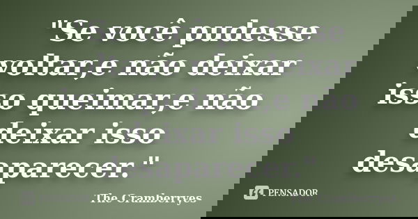 "Se você pudesse voltar,e não deixar isso queimar,e não deixar isso desaparecer."... Frase de The Cramberryes.