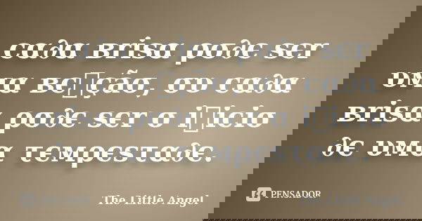 cα∂α вrisα ρσ∂є sєr υмα вєทçãσ, συ cα∂α вrisα ρσ∂є sєr σ iทiciσ ∂є υмα τємρєsτα∂є.... Frase de The Little Angel.