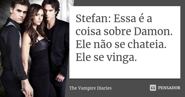Stefan: Essa é a coisa sobre Damon. Ele não se chateia. Ele se vinga.... Frase de The Vampire Diaries.