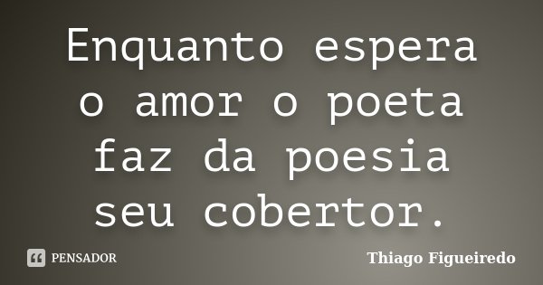 Enquanto espera o amor o poeta faz da poesia seu cobertor.... Frase de Thiago Figueiredo.