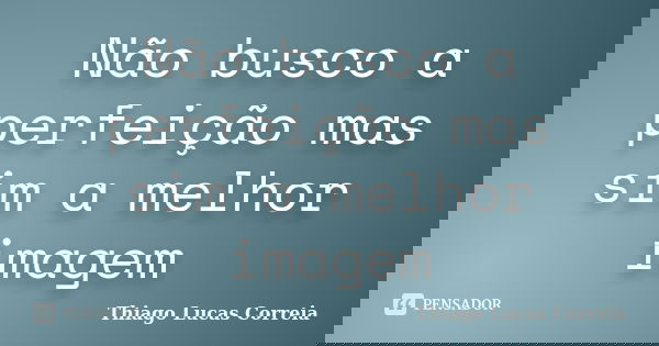 Não busco a perfeição mas sim a melhor imagem... Frase de Thiago Lucas Correia.