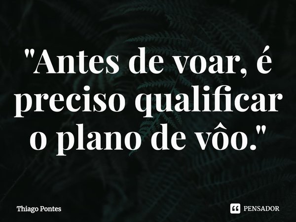 ⁠"Antes de voar, é preciso qualificar o plano de vôo."... Frase de Thiago Pontes.