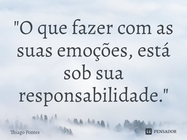 ⁠"O que fazer com as suas emoções, está sob sua responsabilidade."... Frase de Thiago Pontes.