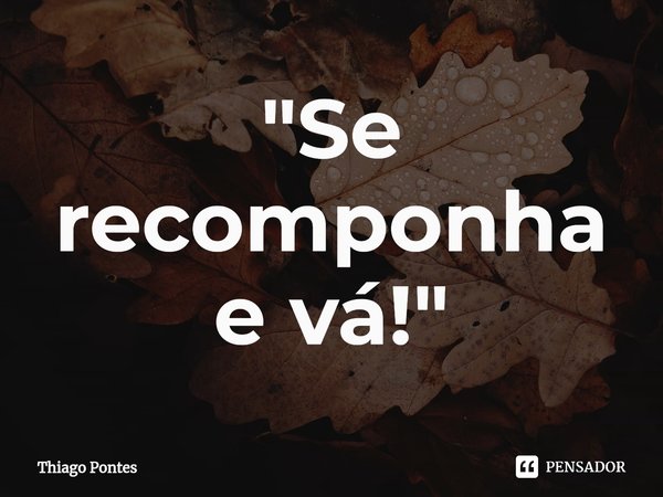 ⁠"Se recomponha e vá!"... Frase de Thiago Pontes.