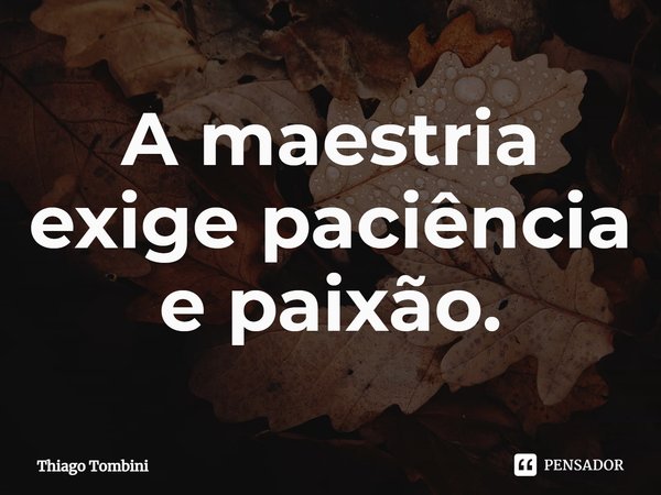 ⁠A maestria exige paciência e paixão.... Frase de Thiago Tombini.