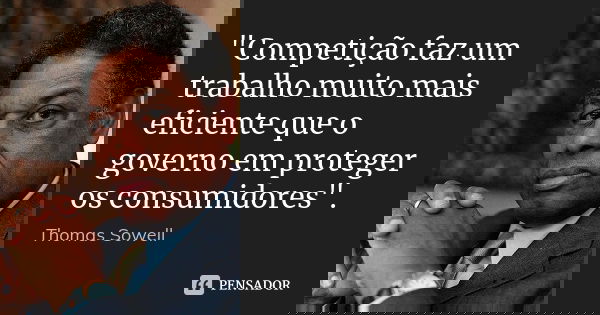 "Competição faz um trabalho muito mais eficiente que o governo em proteger os consumidores".... Frase de Thomas Sowell.