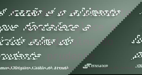 A razão é o alimento que fortalece a lúcida alma do prudente... Frase de Thomas Ubirajara Caldas de Arruda.