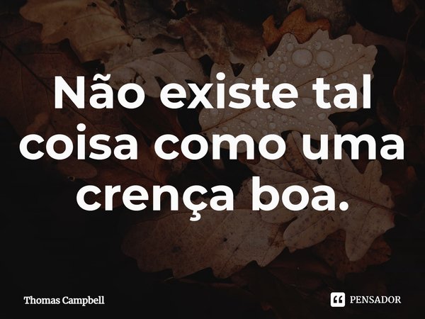 ⁠Não existe tal coisa como uma crença boa.... Frase de Thomas W. Campbell.