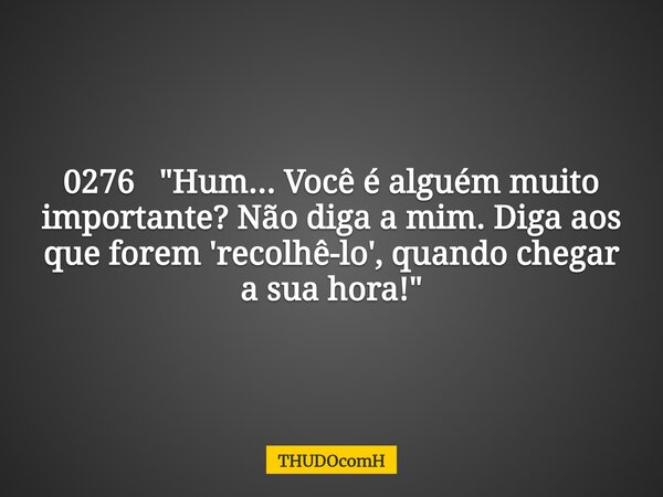 0276 "Hum... Você é alguém muito importante? Não diga a mim. Diga aos que forem 'recolhê-lo', quando chegar a sua hora!"... Frase de THUDOcomH.
