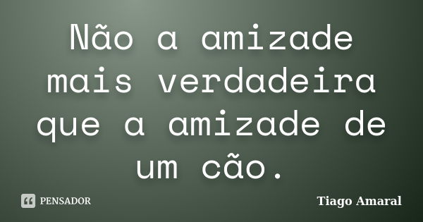 Não a amizade mais verdadeira que a amizade de um cão.... Frase de Tiago Amaral.